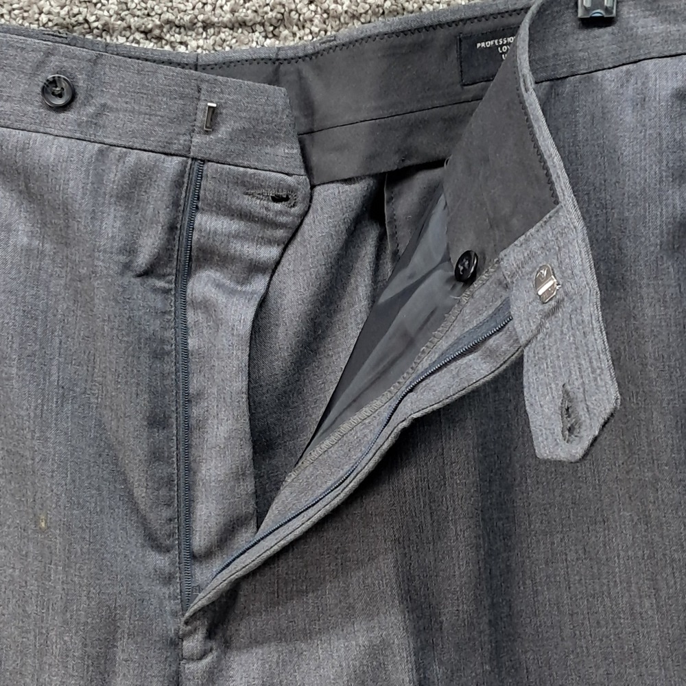 Jos‎ A Bank Mens Gray Flat Front Dress Pants Slacks 40x32 Business Professional - Picture 2 of 10